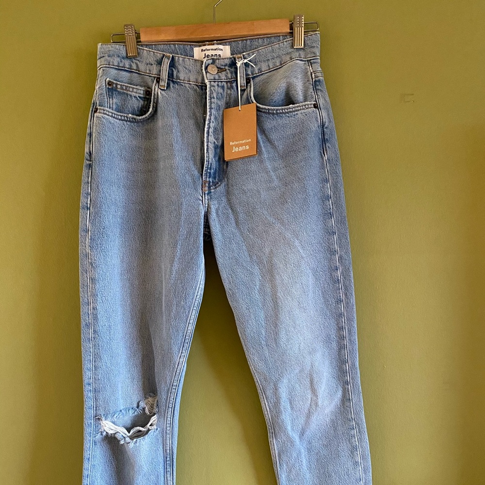 Reformation cigarette leg light wash jeans